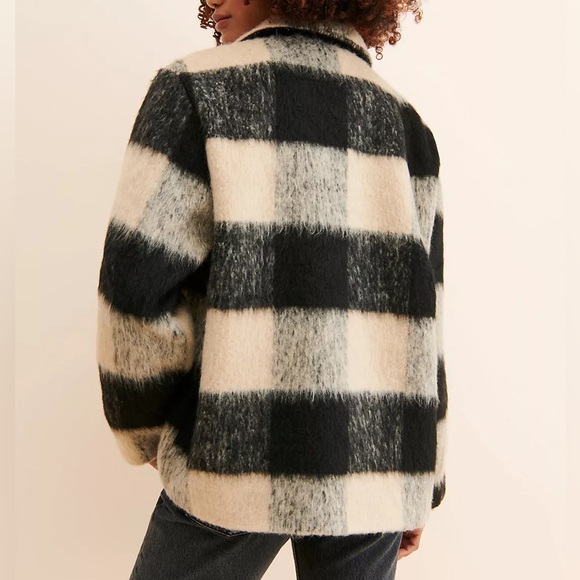 BlankNYC Out Of Line Black and Beige Plaid Oversized wool-blend Shacket Womens M - Picture 3 of 12